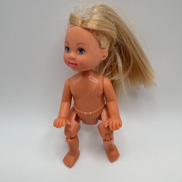 Simba Princess Blonde Long Hair Tiara Doll 4.5" Blue Eyes Vintage (SKU: 334TO) - Picture 5 of 8